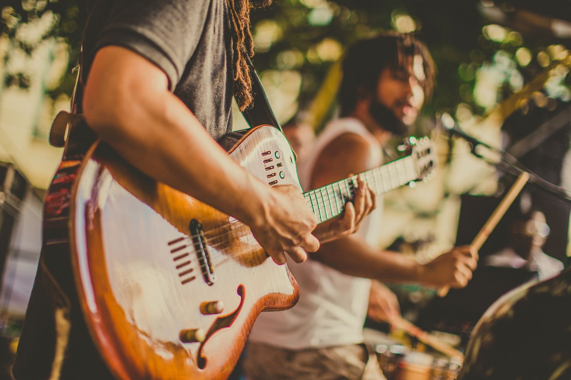 person playing the guitar